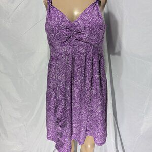 Athleta Nearly Knotical Purple Floral Dress Womens 6P Side Zip